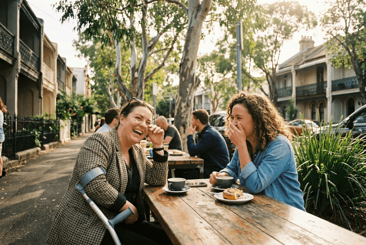 A participant enjoying time out in the community